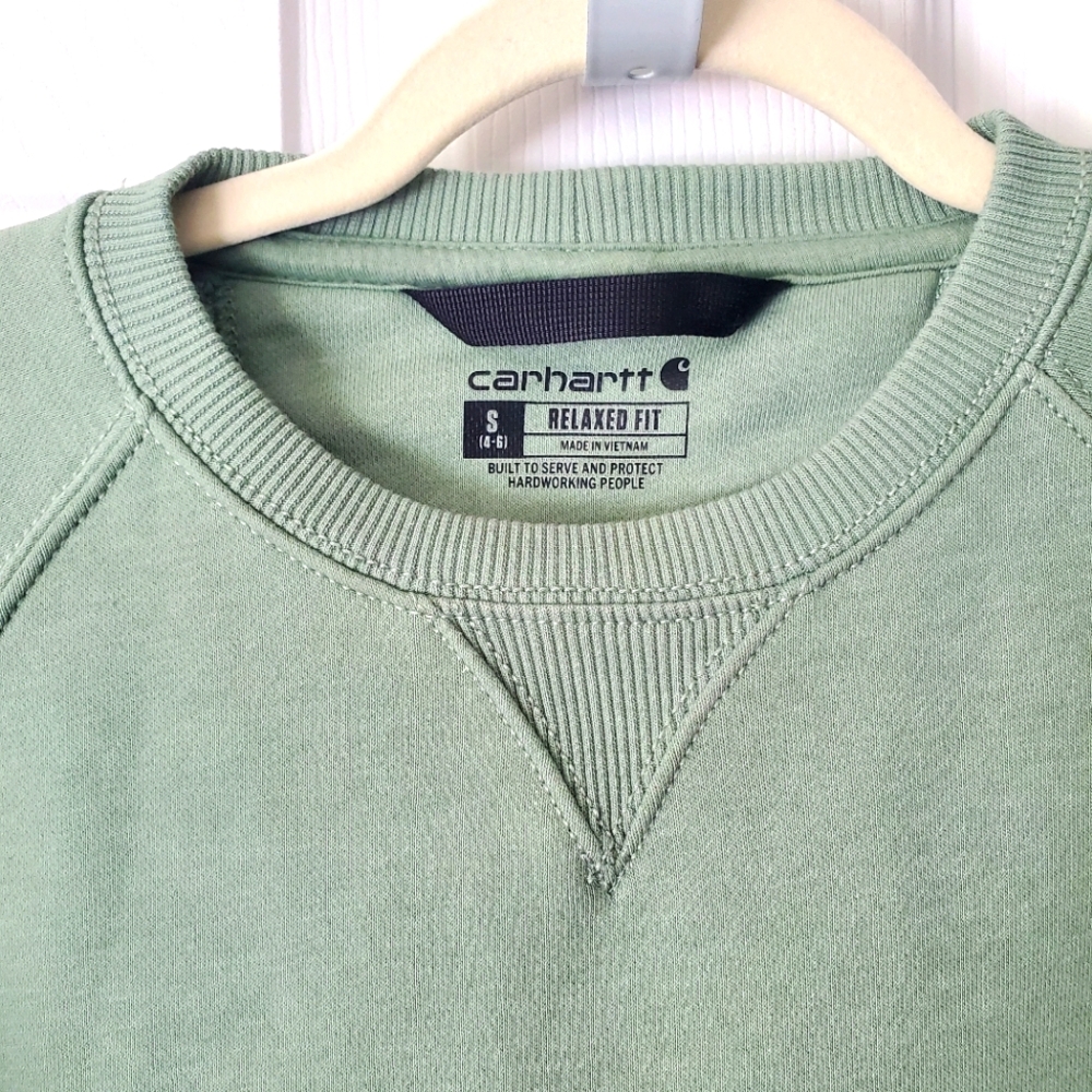 Carhatt Womens Relaxed Fit Midweight Crewneck Block Logo Sleeve Graphic Size: S - Picture 6 of 15